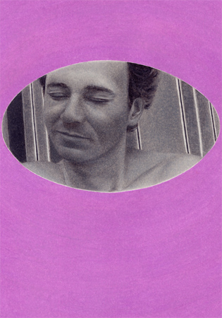 2000, "nach unserem Gedankenaustausch habe ich jetzt die Gedanken des Veilchens im Kopf" (Günter Eichberger), Buntstift auf Papier, 29,8 x 21 cm