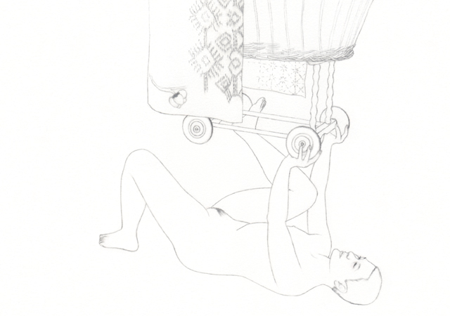 2010, "dem Leben Platz machen" (Peter Sloterdijk), Bunt- und Bleistift auf Papier, 42 x 59,4 cm 