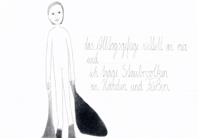 2010, "das Alltagsgefüge rüttelt an mir" (Friederike Mayröcker), Bleistift auf Papier, 42 x 59,4 cm