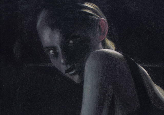 1997, "Regenatem" (Paul Nizon Canto), Buntstift auf Papier, 29,8 x 21 cm 