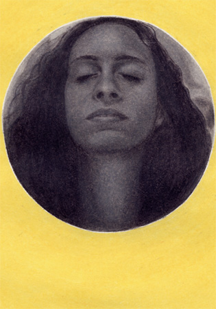 1999, "Robben streicheln mein Gesicht mit feuchten Flossen" (Günter Eichberger), Buntstift auf Papier, 29,8 x 21 cm