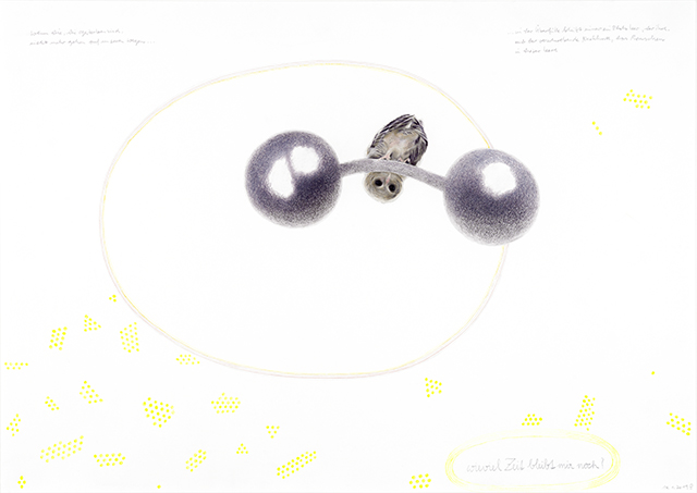 2019, "wieviel Zeit bleibt mir noch?" (Ilse Helbich, Ilka Piepgras), Bunt- und Bleistift auf Papier, 42 x 59,4 cm 