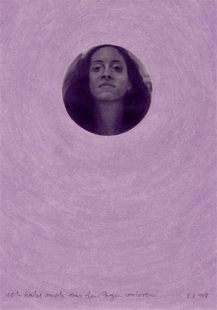 1999, "ich habe mich aus den Augen verloren" (Eugene Ionesco), Buntstift auf Papier, 29,8 x 21 cm