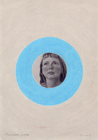 2000, "the moon is red" (Tom Waits), Buntstift auf Papier, 29,8 x 21 cm