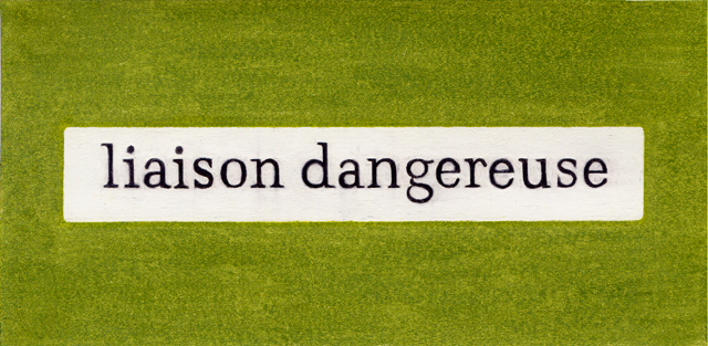 2000, "liaison dangereuse", Buntstift auf Papier, 8,3 x 17 cm

