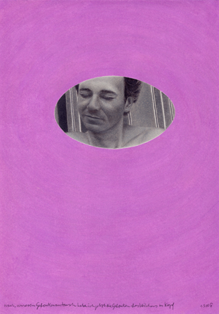 2000, "nach unserem Gedankenaustausch habe ich jetzt die Gedanken des Veilchens im Kopf" (Günter Eichberger), Buntstift auf Papier, 29,8 x 21 cm
