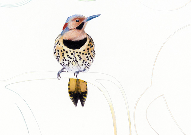 2019, "TAGE, AN DENEN ETWAS IN MIR SAGT, BEWEG DICH NICHT." (Zsuzsa Bánk), Bunt- und Bleistift auf Papier, 42 x 59,4 cm 